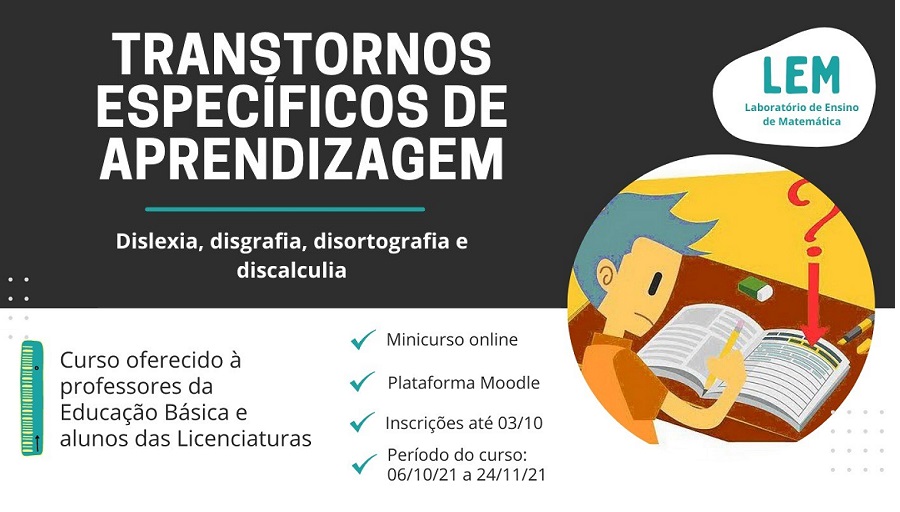 banner divulgação Minicurso Transtorno de Aprendizagem 2021