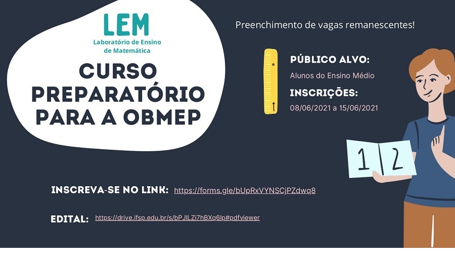 banner edital 15-2021 vagas curso preparatório obmep