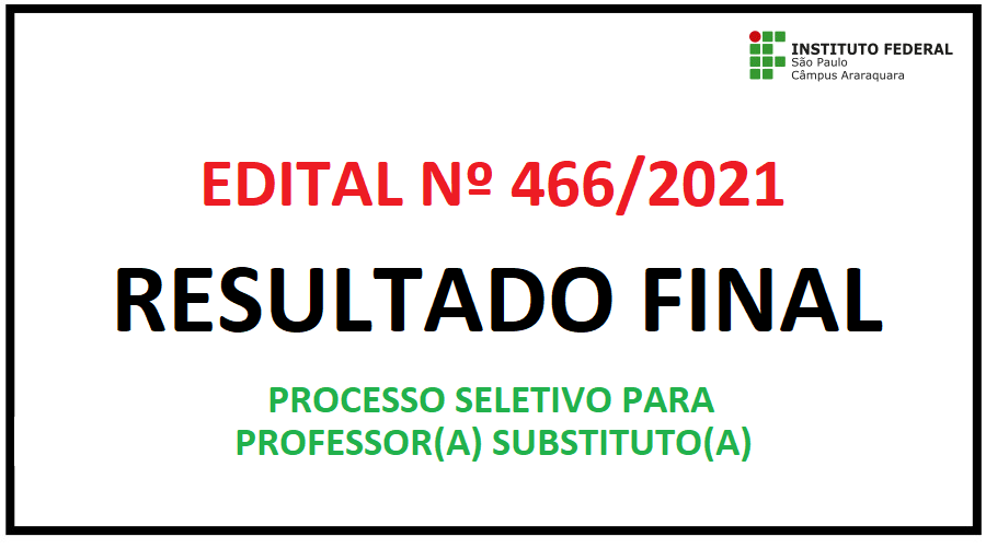 Edital Nº 466/2021 - Resultado Final