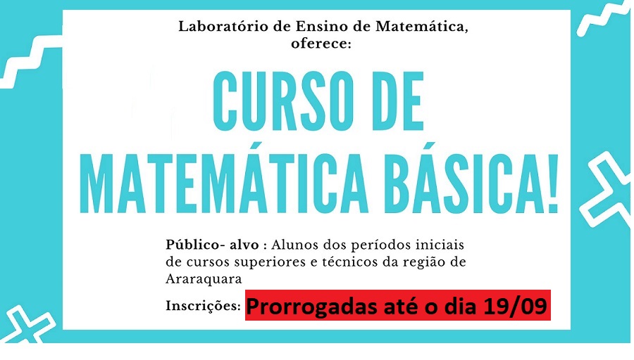 banner prorrogação curso Extensão Matemática Básica 2021