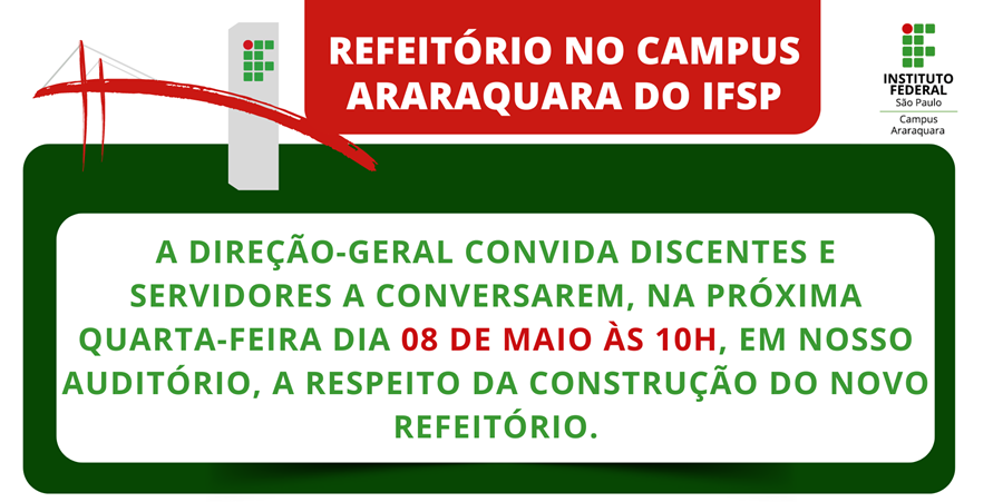Refeitório no campus Araraquara do IFSP