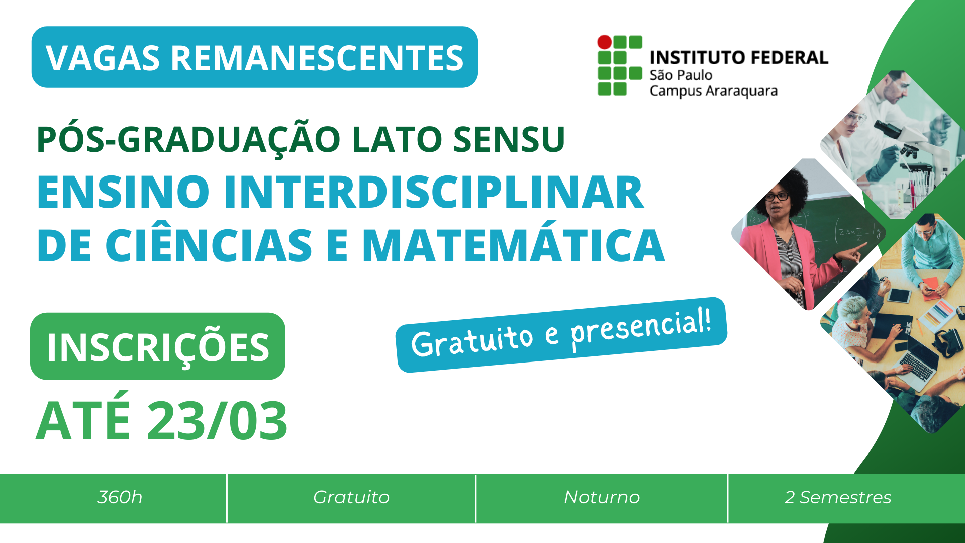 Vagas remanescentes - pós-graduação