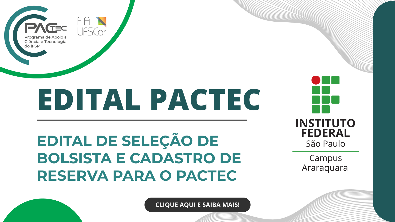 Edital de seleção de bolsista e cadastro de reserva para o PACTEC
