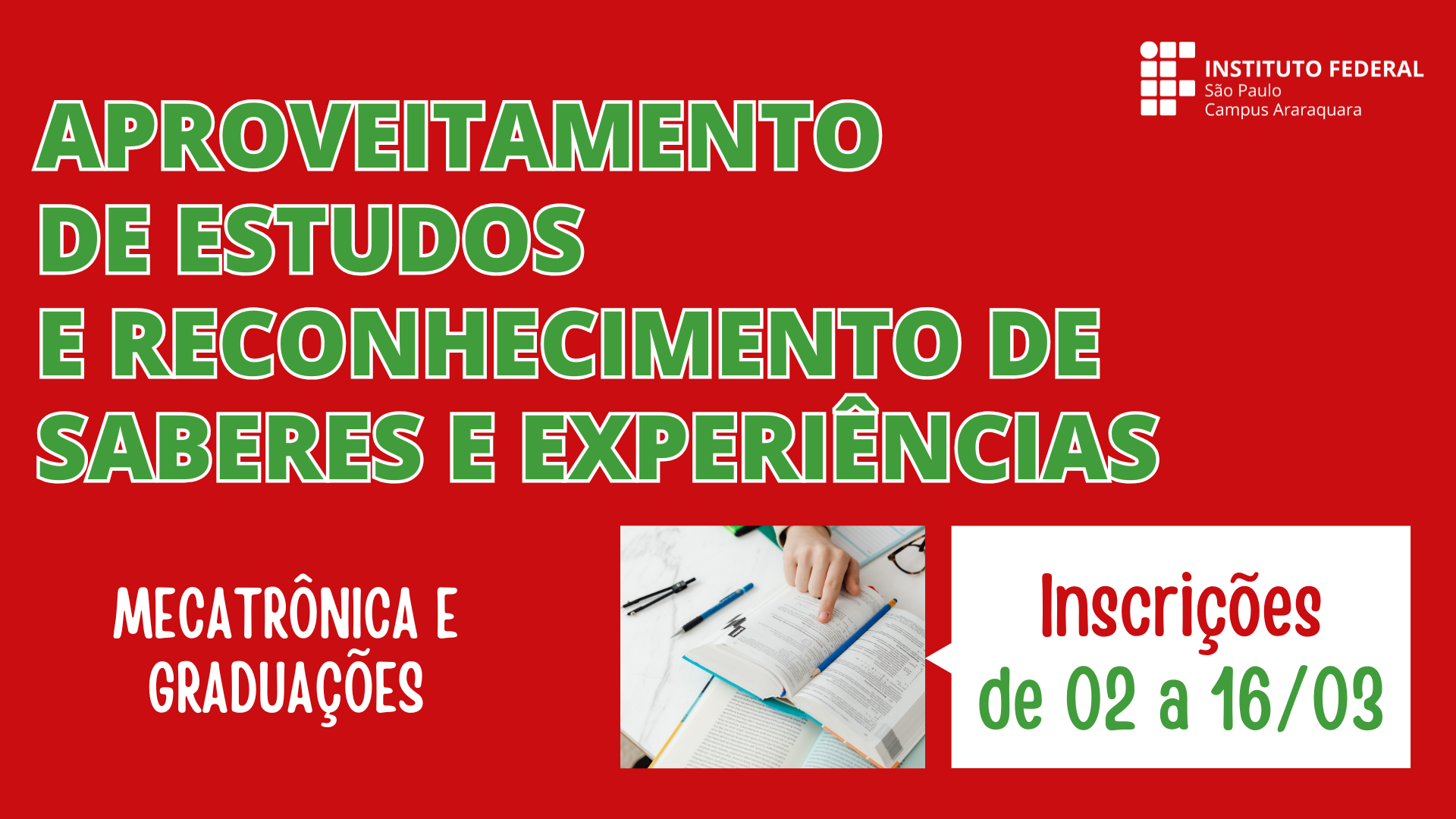Aproveitamento de estudos e reconhecimento de saberes e experiências 2026/1