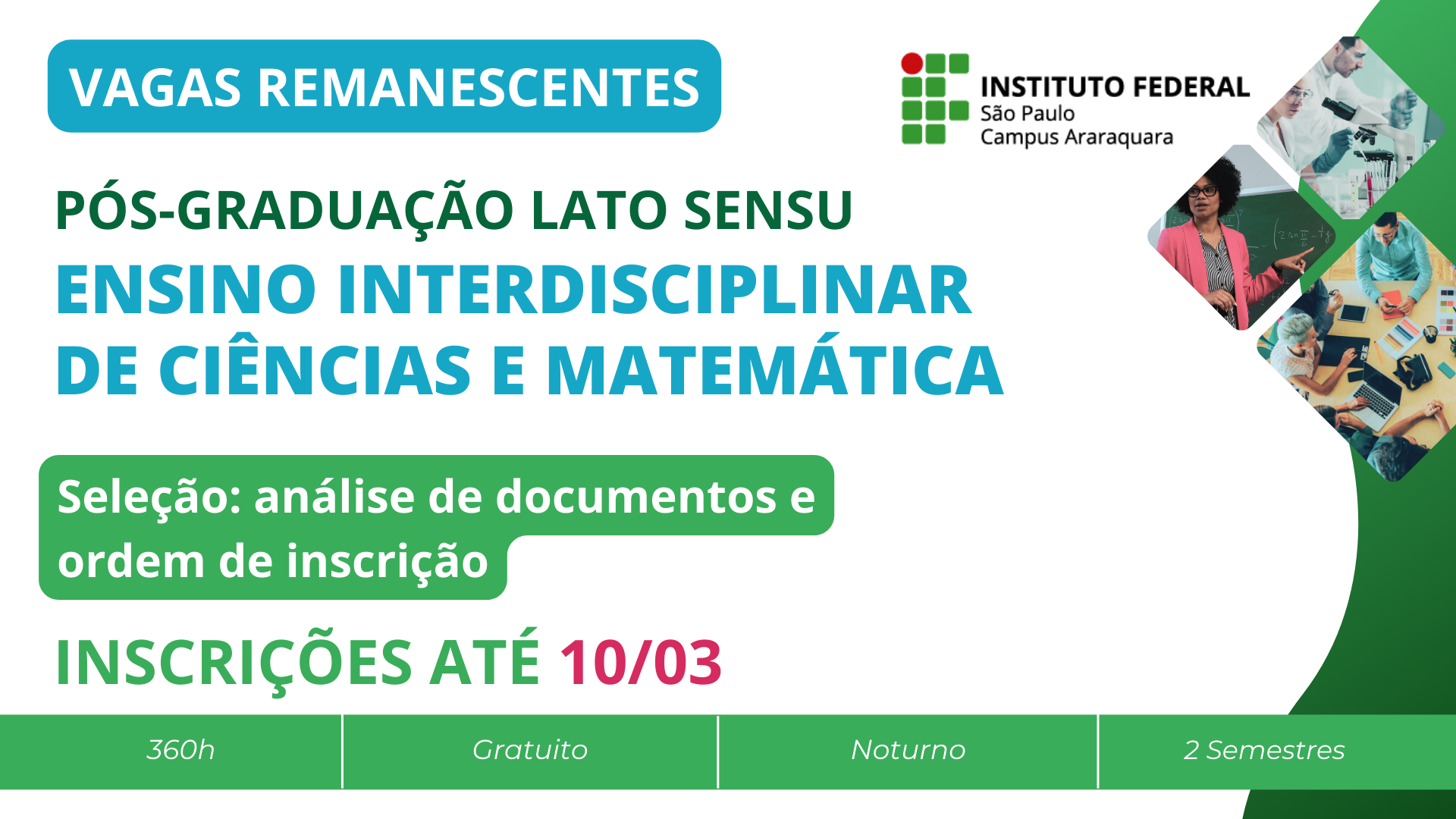 Processo seletivo pós-graduação 2026: Edital de vagas remanescentes