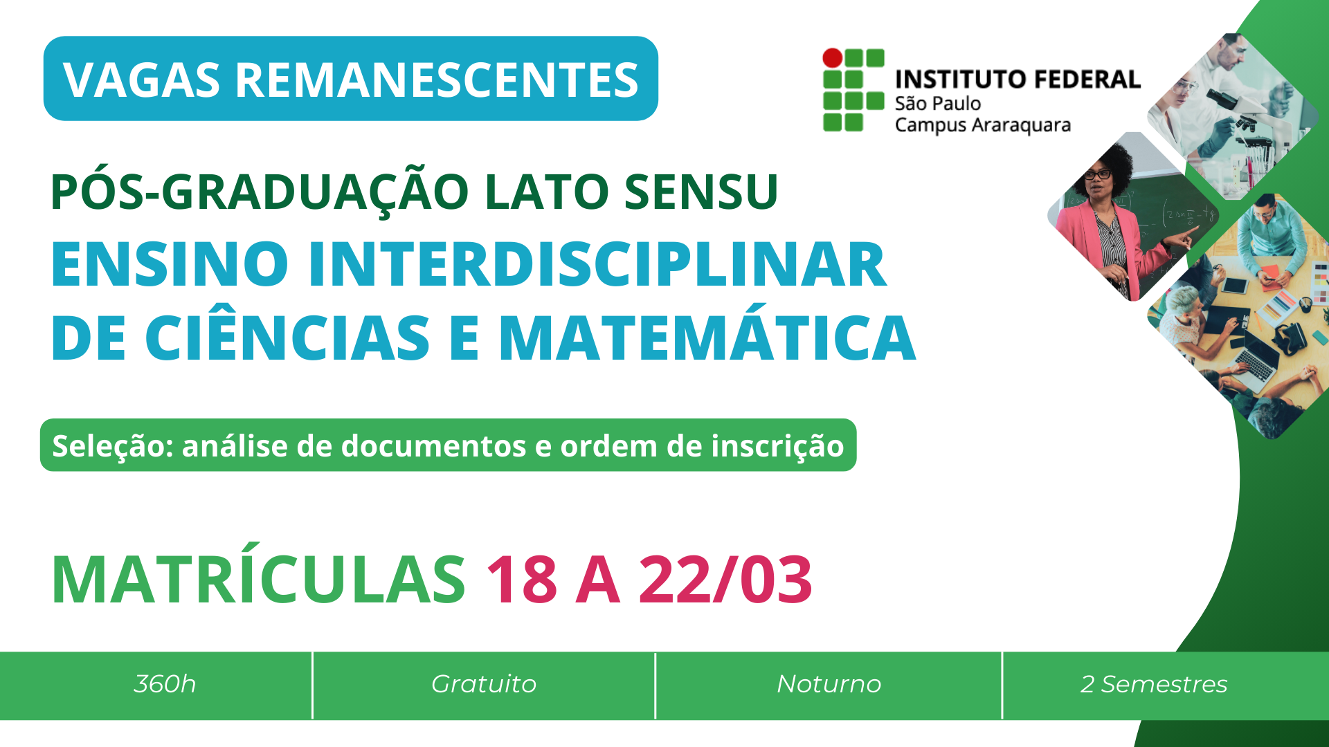 Convocação para a matrícula - Processo Seletivo Pós-Graduação 2026 - Vagas Remanescentes