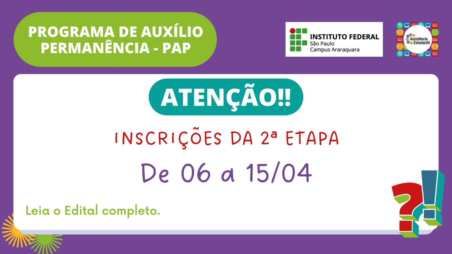 Programa de auxílio permanência (PAP)