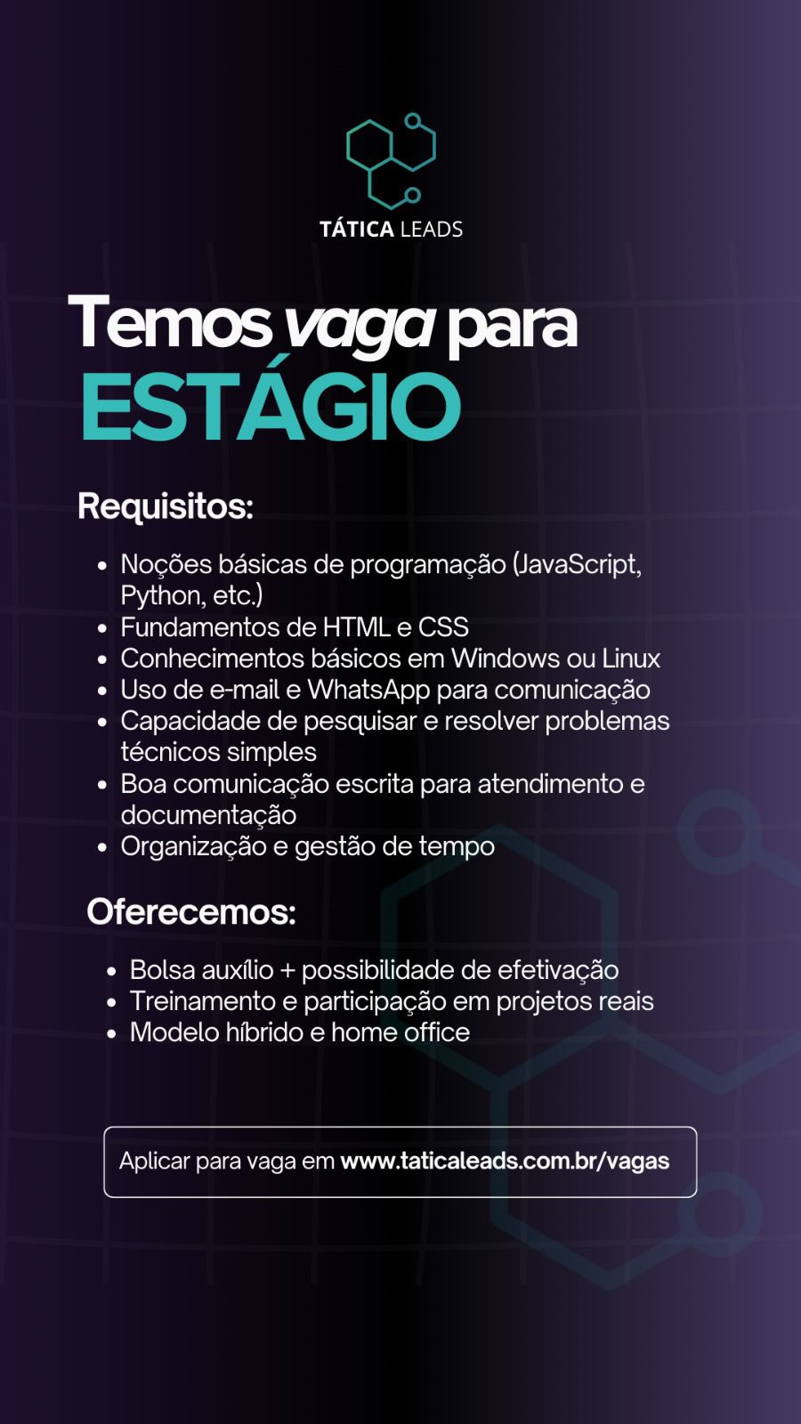 Estágio em Programação Tática Leads