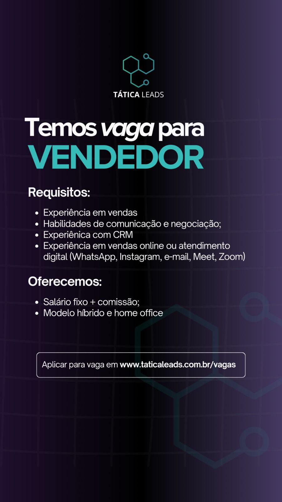 Oportunidade para Vendedor Tática Leads